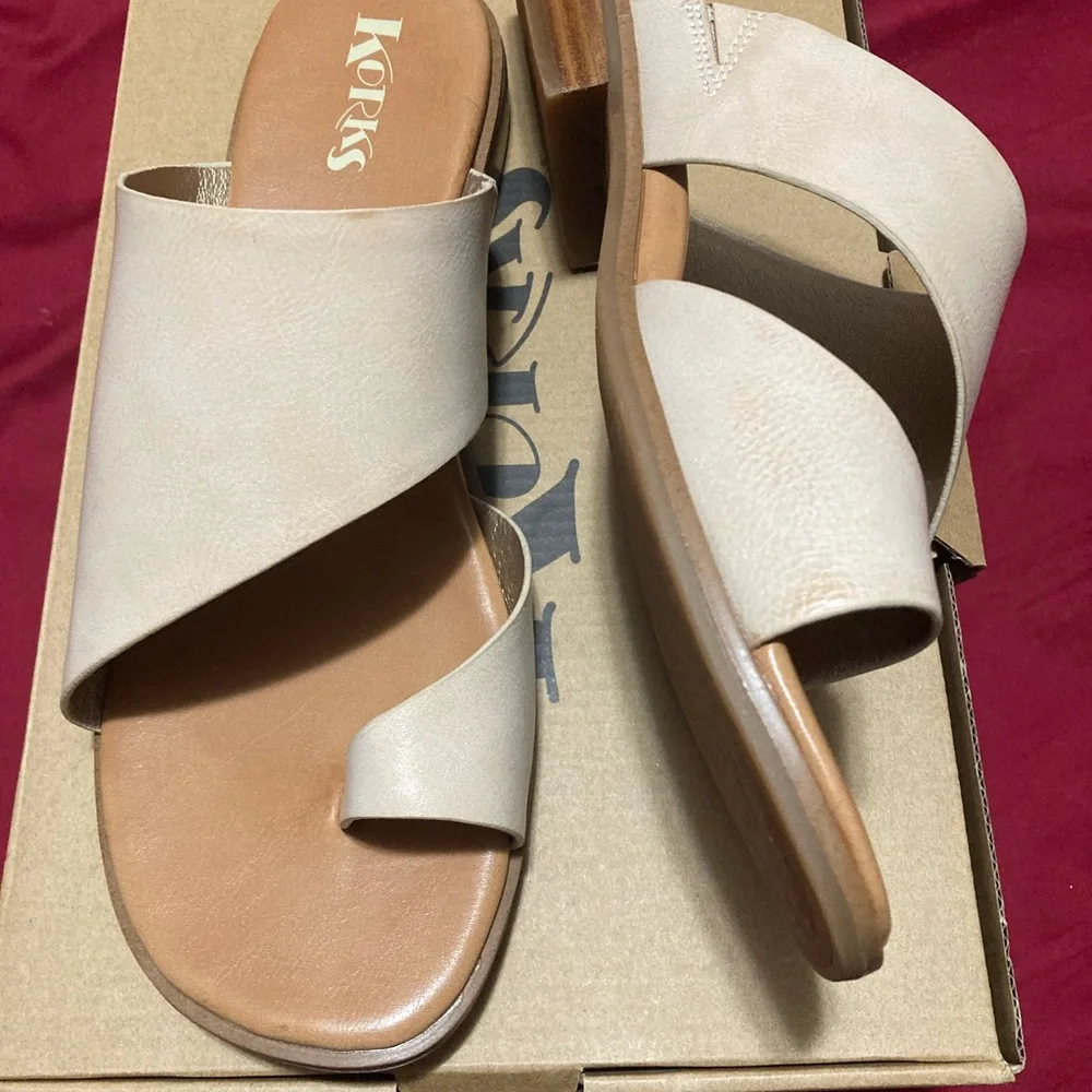 Kork-Ease Beige and Brown Women's Sandals - Picture 1 of 4